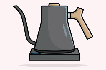Obraz premium House Beautiful Teapot vector illustration. Kitchen interior object icon concept. Breakfast Teapot with closed lid vector design on light green background. Restaurant kettle icon logo.