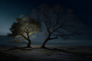 Fototapeta na wymiar trees at night