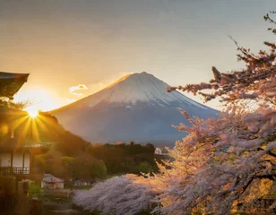 Deurstickers 日本の富士山と桜のイメージ © Kazu8