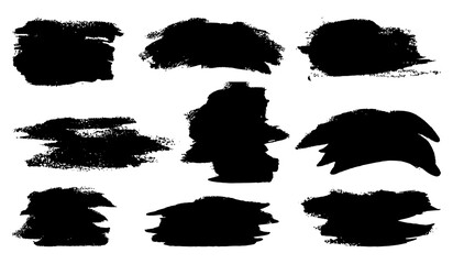 Abstract  paint set. Isolated grunge elements for paper design. Ink paint brush stains or spots on white background