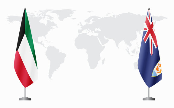 Kuwait and Anguilla flags for official meeting