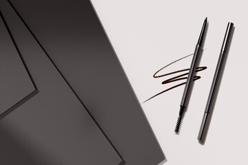 eyebrow product with stroke line brush, a cosmetic makeup mockup for girl branding