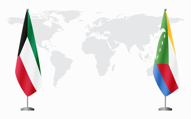 Kuwait and Comoros flags for official meeting