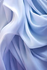 Deurstickers abstract blue background with smooth satin fabric or wavy folds © Юлия Дубина