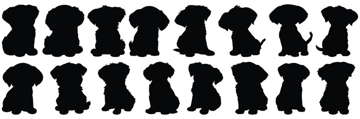 Dog silhouettes set, large pack of vector silhouette design, isolated white background