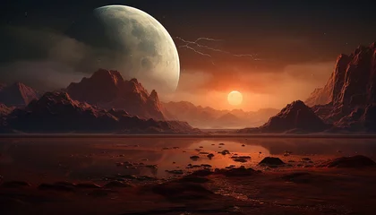 Poster Mountainous desert planet © Valentin