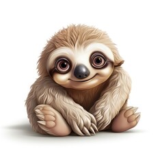 Obraz premium Cute smiling sloth on white background