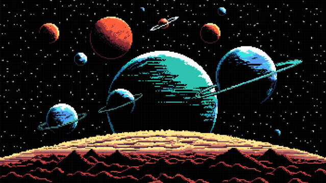 Generative ai space planets and stars landscape