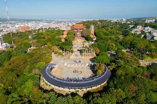 aerial view of giant Buddhist statue in changhua city, taiwan