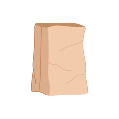 package paper lunch bag cartoon. pack box, brown template, sack flour package paper lunch bag sign. isolated symbol vector illustration