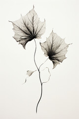 Monochrome Foliage: Artistic Black and White Illustration of a Graceful Leaf, Embracing Simplicity with Elegant Contrast