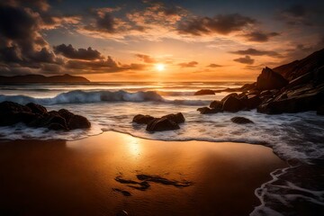 Fototapeta na wymiar sunset on the beach or Sea