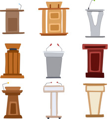 podium set cartoon. stand platform, pedestal stage, minimal scene podium sign. isolated symbol vector illustration