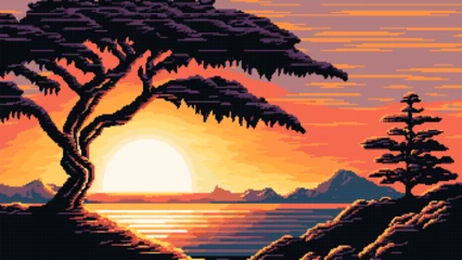 Fototapeten Sunset at mountain lake AI generated landscape © Vector Tradition