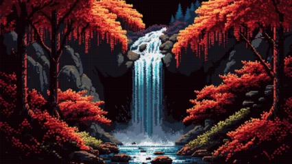 Fotobehang Waterfall cascade in autumn forest ai landscape © Vector Tradition