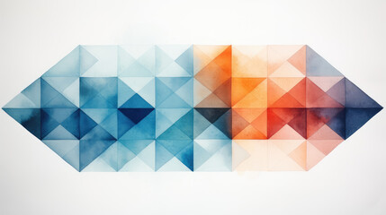 abstract colorful watercolor background with triangles - obrazy, fototapety, plakaty
