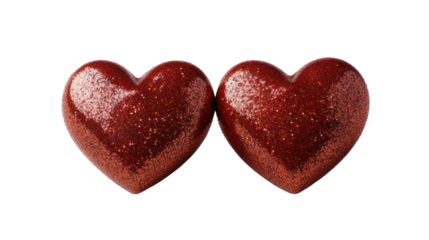 Two red hearts as a symbol of love