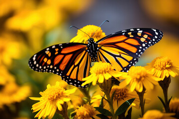 black and yellow combination butterfly. Generative Ai