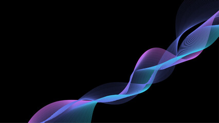 Black blue and purple violet vector abstract technological wave background