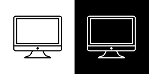 Monitor, screen, computer Icon. Office icon. Black Icon. Black line logo.