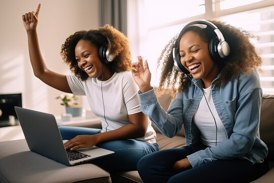 Study Buddies: Classmates Engaged in Remote Learning Together at Home