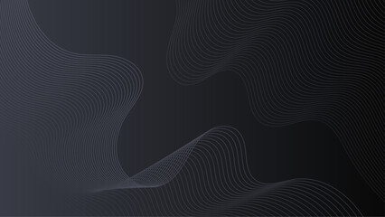 Black and white vector futuristic with linear waves in glowing background
