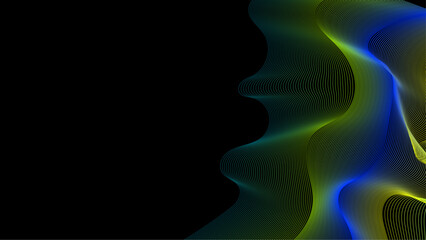 Black blue and green vector tech wavy background