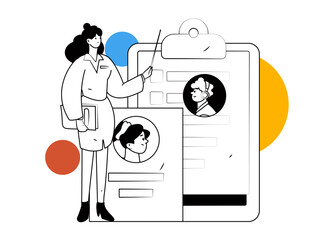 Personnel doing job interview flat vector concept operation hand drawn illustration
