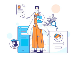 Personnel doing job interview flat vector concept operation hand drawn illustration
