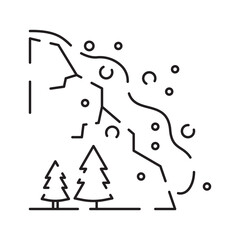 Snow natural avalanche or snow slide disaster icon. Web element, design winter line icon on white background