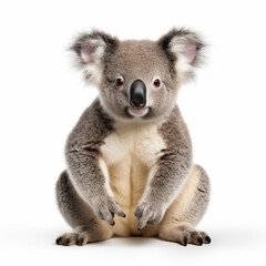 Koala bear is sitting on white background - obrazy, fototapety, plakaty