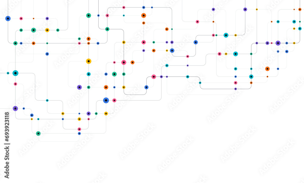 Poster circuit connect lines and dots. network technology and connection concept. decentralized network nod