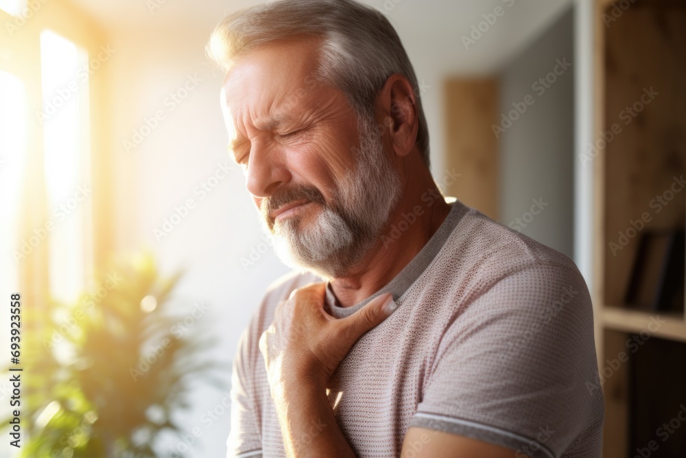 Poster A man with a beard wearing a gray shirt. This versatile image can be used in various contexts