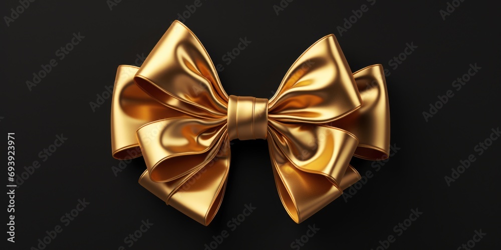 Poster a stylish gold bow on a sleek black background. perfect for adding a touch of elegance to any design