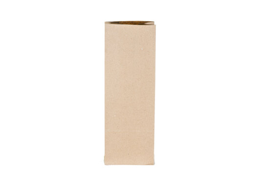 Recycled paper kraft long shopping bag isolated on white background.