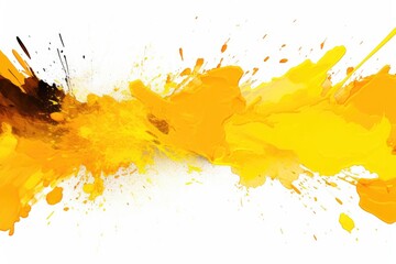 A yellow paint splatter on a clean white background. Ideal for artistic projects and design concepts