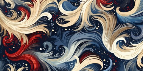 A vibrant and energetic abstract painting featuring waves and dots. Perfect for adding a pop of...
