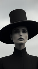 Elegance Redefined: Monochrome Women's Portraits with Hats - Black and White Photography, Headwear Trends, and Timeless Beauty - A Fusion of Classic Noir Aesthetics and Modern Vintage Styles, Unleashi