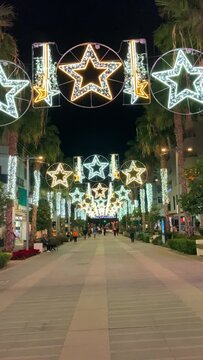 Capture the festive charm of the Christmas at the Plaza Mayor shopping center in Torremolinos, Spain