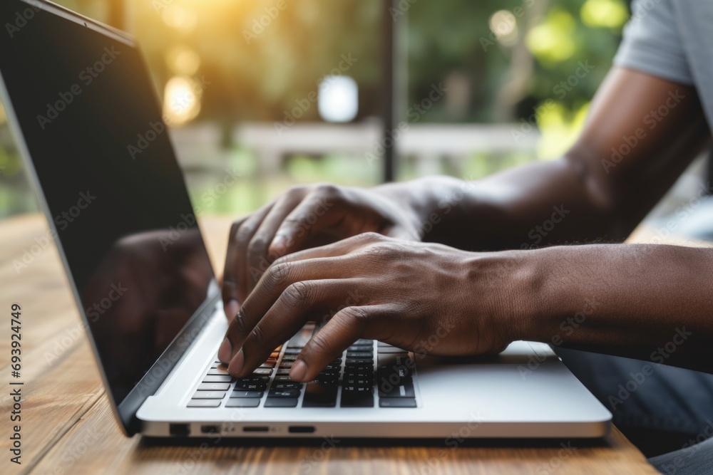 Poster person typing on a laptop. suitable for technology-related projects