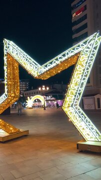 Capture the festive charm of the Christmas at the Plaza Mayor shopping center in Torremolinos, Spain