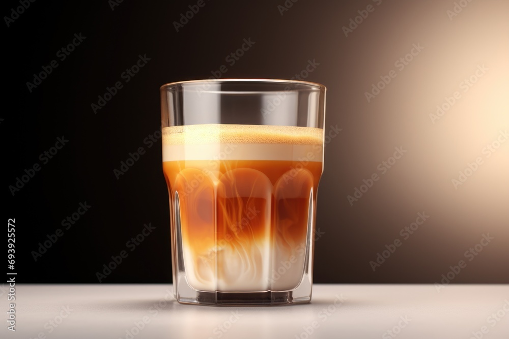 Poster glass filled with liquid sitting on a table. suitable for various uses
