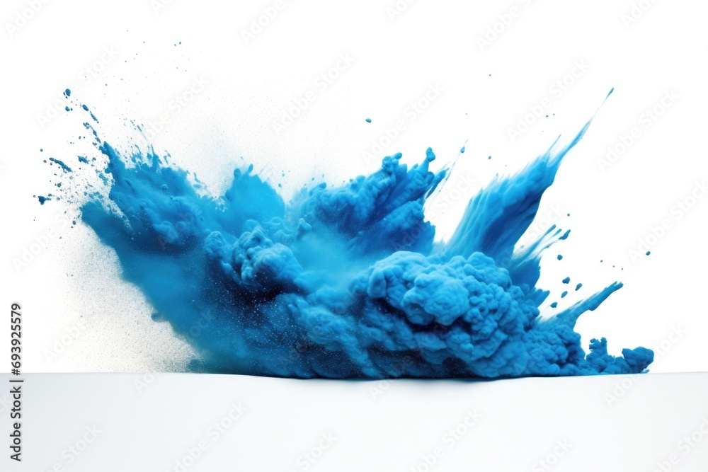 Poster a vibrant blue powder cloud suspended in the air. perfect for adding a burst of color and energy to 