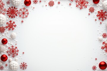 A simple yet elegant white background adorned with red and white ornaments. Perfect for holiday-themed designs and festive decorations