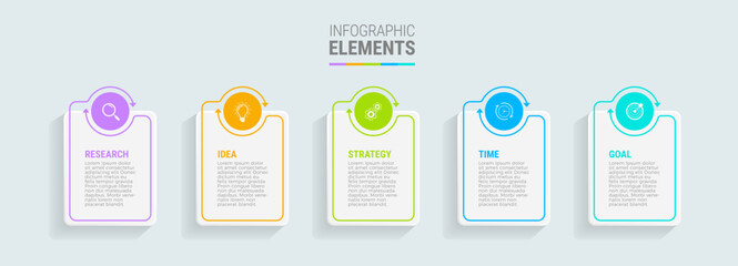Business infographic template design icons 5 options or steps
