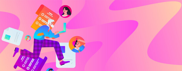 Personnel doing job interview flat vector concept operation hand drawn illustration
