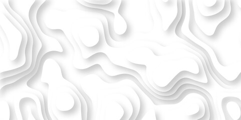 Abstract wavy line 3d paper cut white background. Topographic canyon geometric map relief texture with curved layers and shadow. Abstract realistic papercut decoration textured with wavy lines	