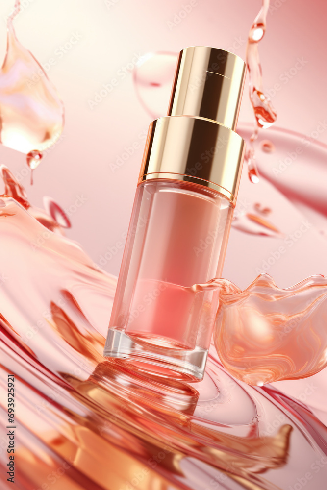 Poster A detailed view of a bottle filled with liquid. Versatile image suitable for various uses