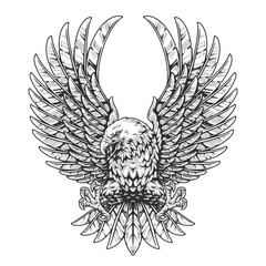 American eagle vintage emblem monochrome