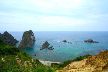 view of the coast of the sea in hokkaido, japan